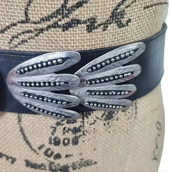 WOMENS Vintage Leather Big buckle belt - Picture 2 of 15